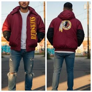 Vintage 90s Washington Redskins Jacket Mens XL Logo 7 NFL Football Burgundy